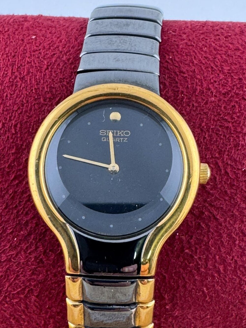 Seiko Asymmetrical Black and Gold Watch
